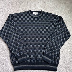 Men’s Coogi Inspired Black and Gray Checkered Crewneck Sweater